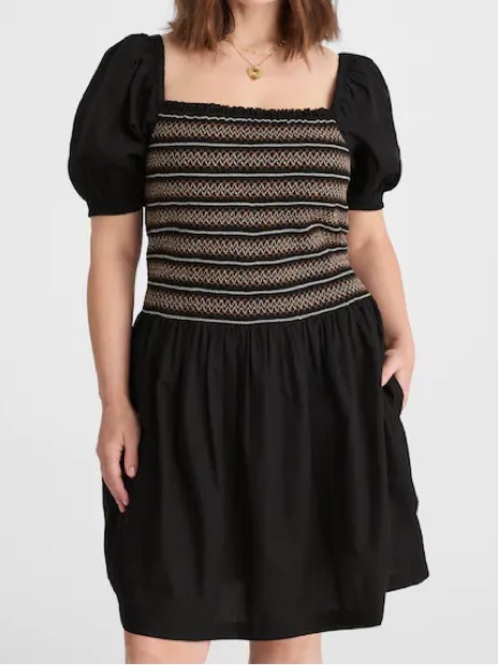 Madewell Poplin Puff-Sleeve Mini Dress